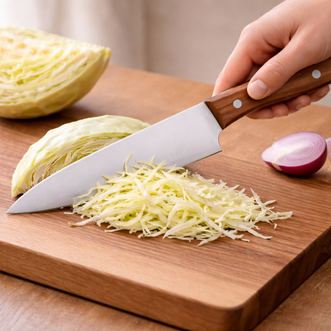 Robert Herder Heritage Koksmes – RVS – fijn gepolijst – Lemmet 23,5 cm – Heft Beukenhout