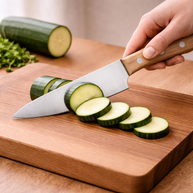 Robert Herder Heritage Koksmes – RVS – fijn gepolijst – Lemmet 18,5 cm – Heft Beukenhout