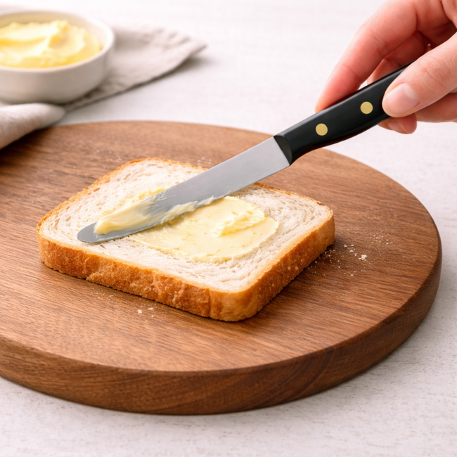 Robert Herder Ontbijtmes / Tafelmes – Frans Model – Kartel – RVS – Lemmet 12,5 cm – Heft POM Zwart - K Serie