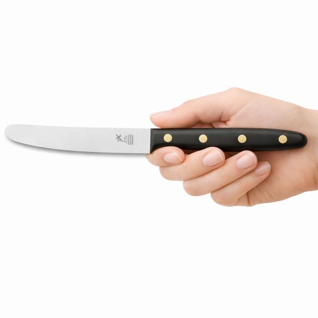 Robert Herder Ontbijtmes / Tafelmes – Frans Model – Kartel – RVS – Lemmet 12,5 cm – Heft POM Zwart - K Serie