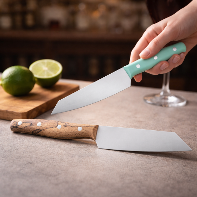 Robert Herder RFC Barmes - RVS - Fijn Gepolijst - 13 cm - heft Krion en IJsbeuken - Rechtshandig