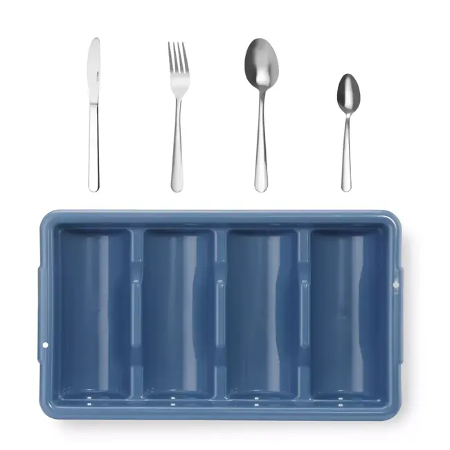 HENDI 200-delige bestekset met blauwe bestekbak 525 x 300 x 95 mm inclusief messen vorken lepels
