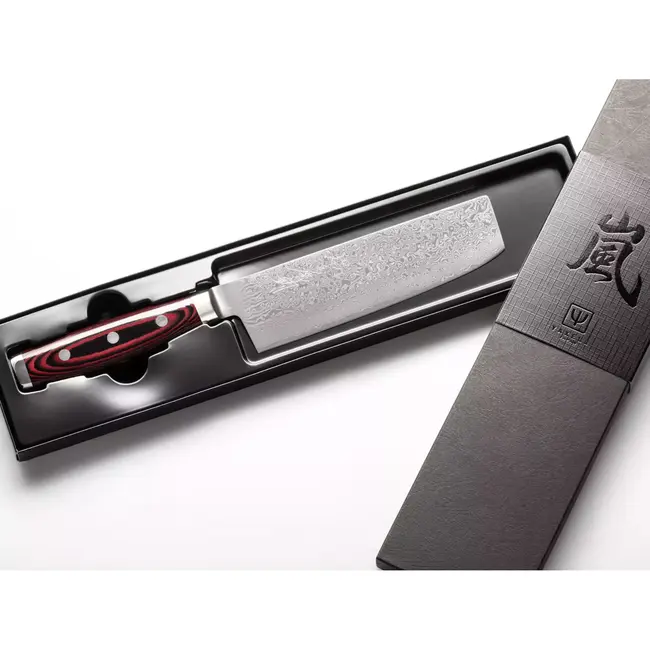 Yaxell Super Gou Nakiri Koksmes 16,5 cm – 161 Lagen Damaststaal – SG2 Staal – 63 HRC – Canvas-Micarta Heft
