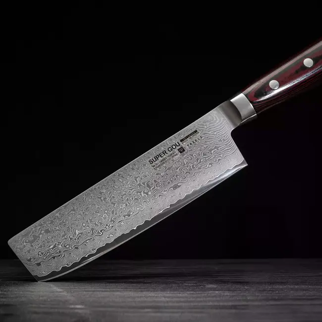 Yaxell Super Gou Nakiri Koksmes 16,5 cm – 161 Lagen Damaststaal – SG2 Staal – 63 HRC – Canvas-Micarta Heft