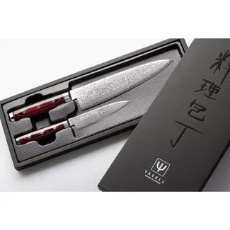 Yaxell Super Gou Messenset – Giftset – 2-delig – Koksmes 20 cm & Universeelmes 12 cm – 161 Lagen Damaststaal – SG2 Staal – 63 HRC – Canvas-Micarta Heft