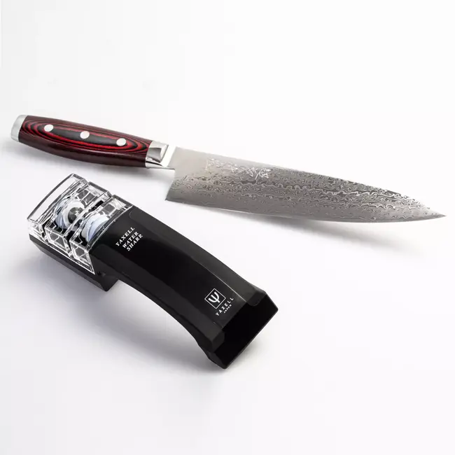 Yaxell Super Gou Messenset – Giftset – 2-delig – Messenslijper & Koksmes 20 cm – 161 Lagen Damaststaal – SG2 Staal – 63 HRC – Canvas-Micarta Heft