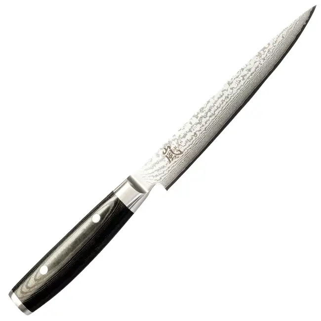 Yaxell Ran Messenset – 7-delig – Beukenhouten Messenblok met 6 Messen – 69 Lagen Damaststaal – VG10 Staal – 61 HRC – Canvas-Micarta Heft