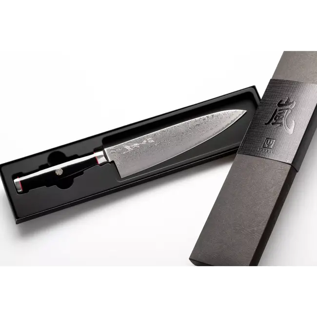 Yaxell Super Gou Ypsilon Koksmes 20 cm – 193 Lagen Damaststaal – SG2 Staal – 63 HRC – Canvas-Micarta Heft – Japan