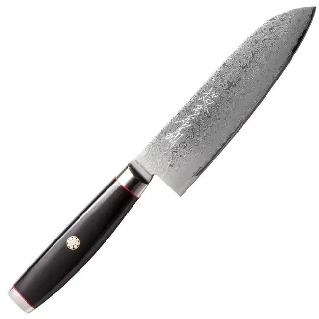 Yaxell Super Gou Ypsilon Santoku mes 16,5 cm – 193 Lagen Damaststaal – SG2 Staal – 63 HRC – Canvas-Micarta Heft – Japan