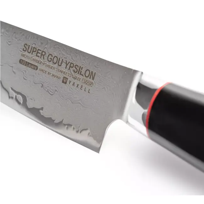 Yaxell Super Gou Ypsilon Universeelmes 12 cm – 193 Lagen Damaststaal – SG2 Staal – 63 HRC – Canvas-Micarta Heft – Japan