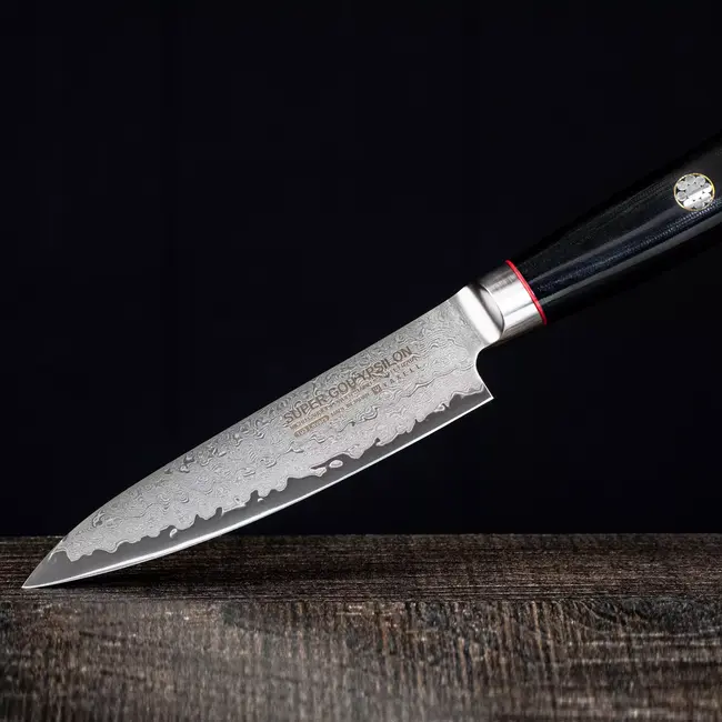 Yaxell Super Gou Ypsilon Universeelmes 12 cm – 193 Lagen Damaststaal – SG2 Staal – 63 HRC – Canvas-Micarta Heft – Japan