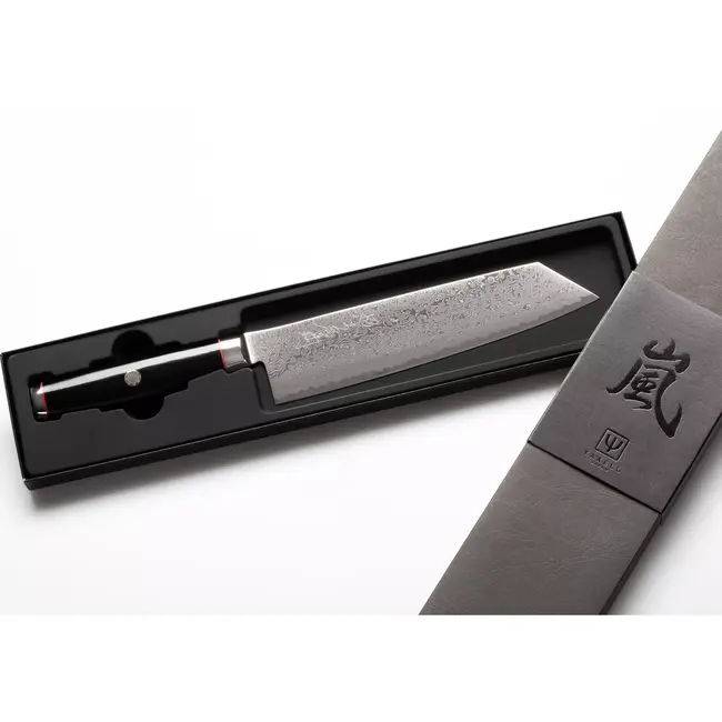 Yaxell Super Gou Ypsilon Kiritsuke Koksmes 20 cm – 193 Lagen Damaststaal – SG2 Staal – 63 HRC – Canvas-Micarta Heft – Japan