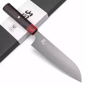 Yaxell Rei Santokumes 16,5 cm – 69 Lagen Damaststaal – VG10 Damaststaal – 61 HRC – Pakkahout Heft