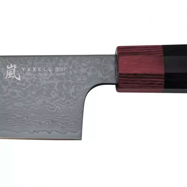 Yaxell Rei Santokumes 16,5 cm – 69 Lagen Damaststaal – VG10 Damaststaal – 61 HRC – Pakkahout Heft