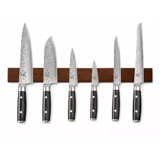 Yaxell Ran Messenset – 7-delig – Magnetische Messenhouder Walnoot met 6 Messen – 69 Lagen Damaststaal – VG10 Staal – 61 HRC – Canvas-Micarta Heft