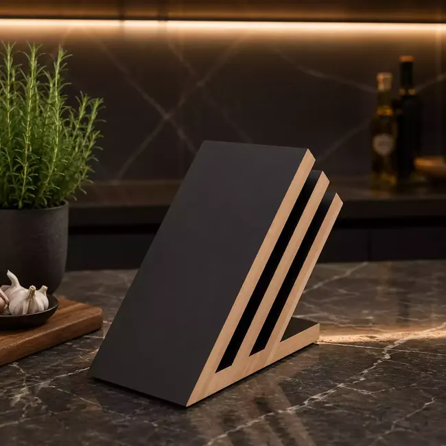 Yaxell Messenhouder – Beukenhout – Magnetisch Messenblok – Voor 6 Messen – Modern Design – Ruimtebesparend en Stijlvol Ontwerp