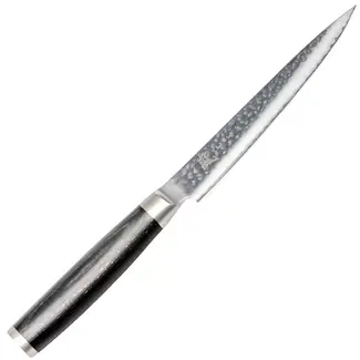 Yaxell Taishi Vleesmes 18 cm – VG-10 Staal – Hardheid 61 HRC – Tsuchime Afwerking – Gehamerd Lemmet – Zwart Pakka Beukenhout Handvat
