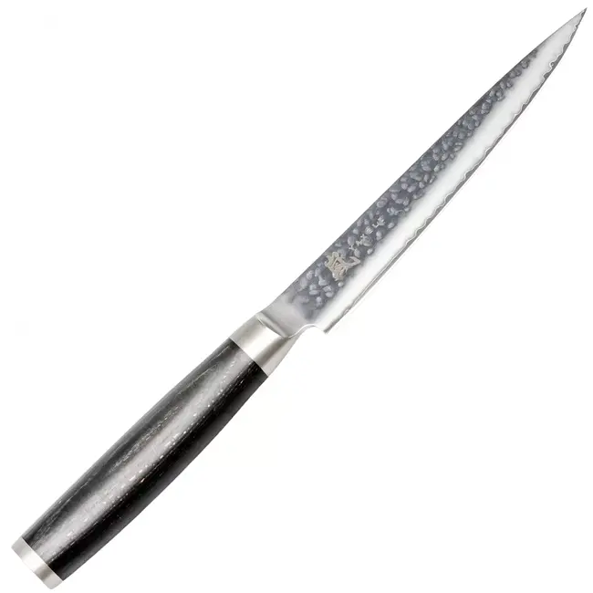 Yaxell Taishi Vleesmes 18 cm – VG-10 Staal – Hardheid 61 HRC – Tsuchime Afwerking – Gehamerd Lemmet – Zwart Pakka Beukenhout Handvat