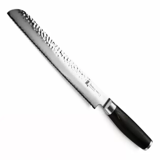 Yaxell Taishi Broodmes 25 cm – VG-10 Staal – Hardheid 61 HRC – Tsuchime Afwerking – Gehamerd Lemmet – Zwart Pakka Beukenhout Handvat