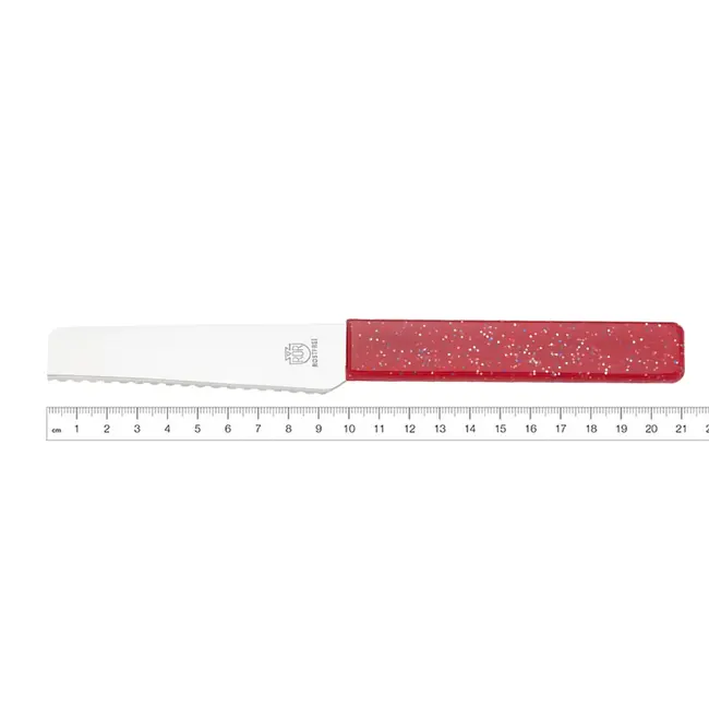 RÖR Solingen Rood broodjesmes met kunststof greep, 10 cm lemmet en microslijp voor broodjes en beleg