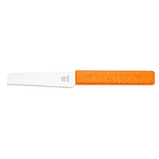RÖR Solingen Oranje broodjesmes met kunststof greep, 10 cm lemmet en microslijp voor broodjes en beleg