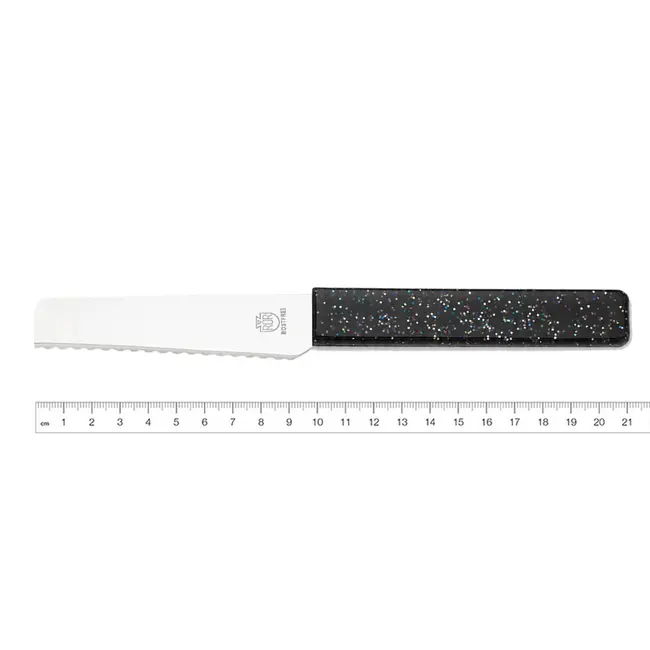 RÖR Solingen Zwart broodjesmes met kunststof greep, 10 cm lemmet en microslijp voor broodjes en beleg