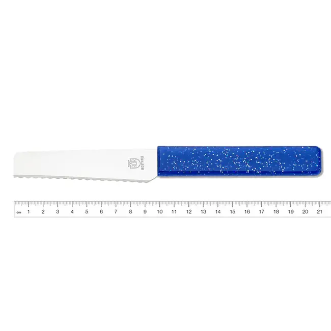 RÖR Solingen Broodjesmes met blauwe kunststof greep, 10 cm lemmet en microslijp voor broodjes en beleg
