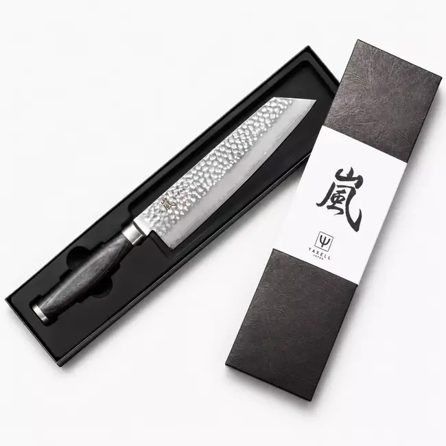 Yaxell Taishi Kiritsuke Koksmes 20 cm – VG-10 Staal – Hardheid 61 HRC – Tsuchime Afwerking – Gehamerd Lemmet – Zwart Pakka Beukenhout Handvat