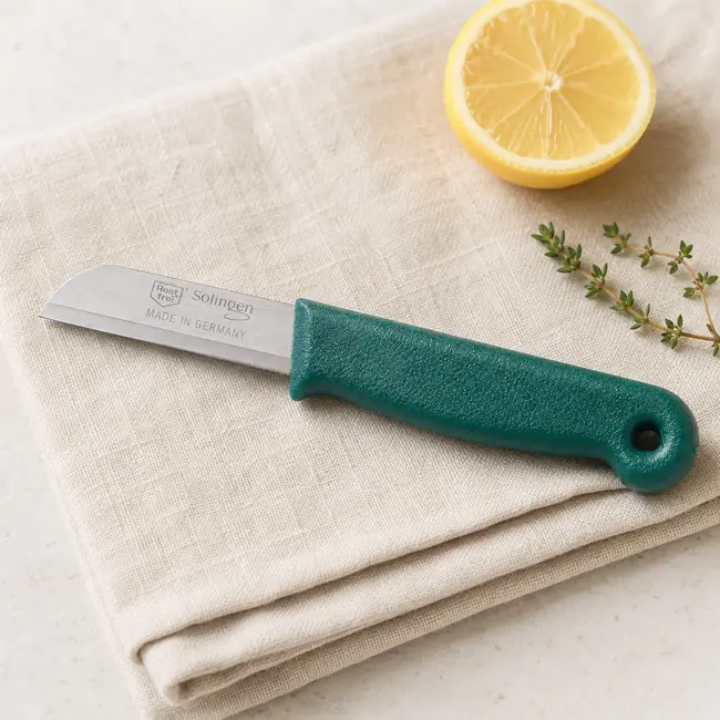 Solingen Schilmesje – RVS Glad – 16 cm met Blade Cover – Donker Groen
