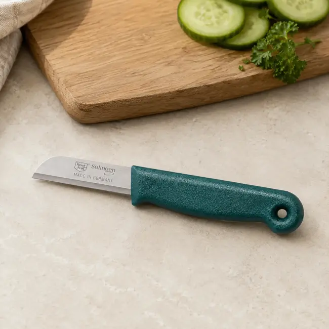Solingen Schilmesje – RVS Glad – 16 cm met Blade Cover – Donker Groen