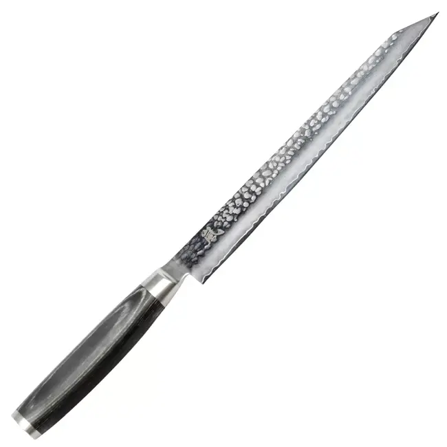 Yaxell Taishi Sashimi Fileermes 23 cm – VG-10 Staal – Hardheid 61 HRC – Tsuchime Afwerking – Gehamerd Lemmet – Zwart Pakka Beukenhout Handvat