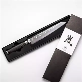 Yaxell Taishi Sashimi Fileermes 23 cm – VG-10 Staal – Hardheid 61 HRC – Tsuchime Afwerking – Gehamerd Lemmet – Zwart Pakka Beukenhout Handvat
