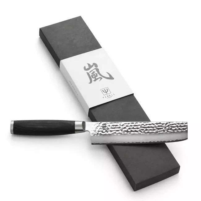 Yaxell Taishi Nakiri 16,5 cm – VG-10 Staal – Hardheid 61 HRC – Tsuchime Afwerking – Gehamerd Lemmet – Zwart Pakka Beukenhout Handvat