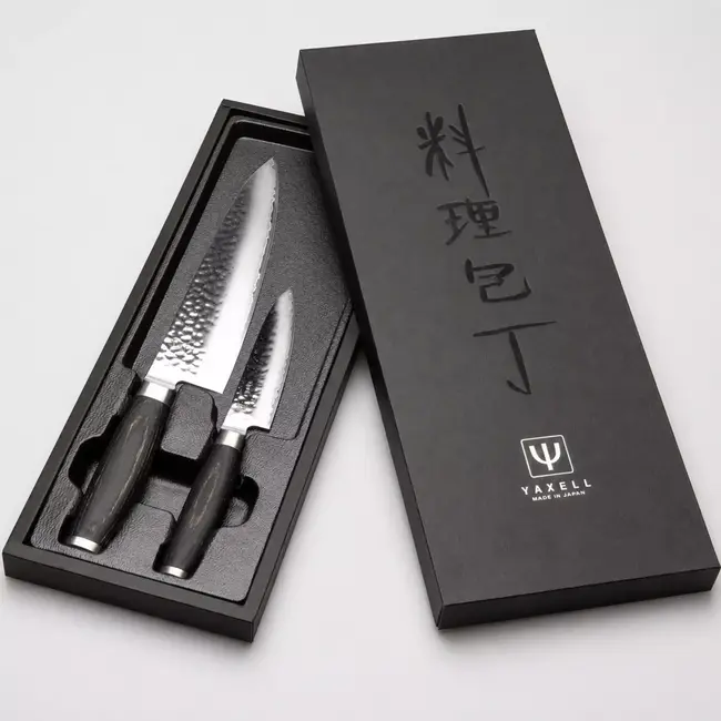 Yaxell Taishi – 2-delige Messenset – Koksmes 20 cm & Universeelmes 12 cm – VG-10 – Gehamerd Lemmet – Japans Design