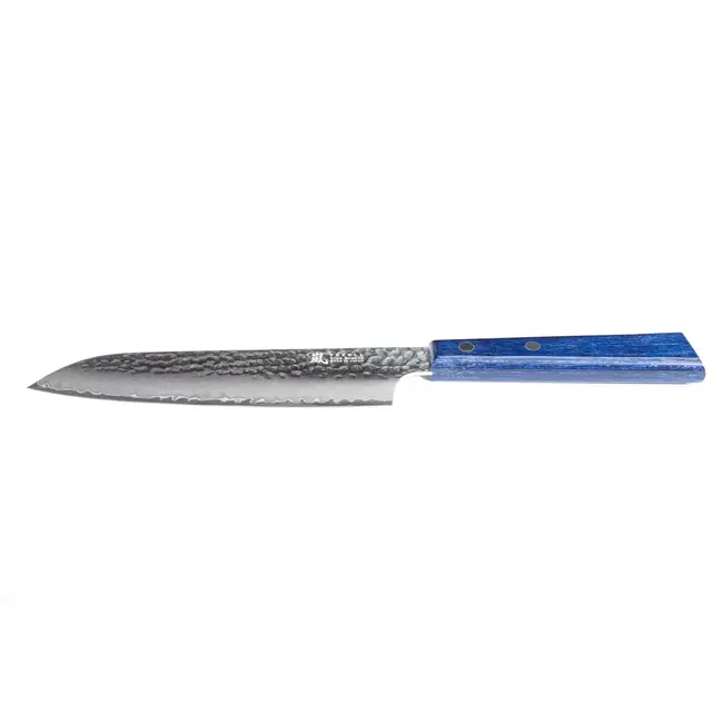 Yaxell BLUE BREEZE Santokumes – 16,5 cm – MOVAX Staal – Blauw Pakkahout – Japans Mes