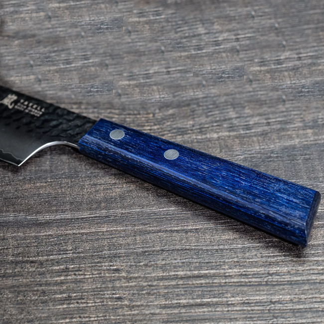 Yaxell BLUE BREEZE Santokumes – 16,5 cm – MOVAX Staal – Blauw Pakkahout – Japans Mes