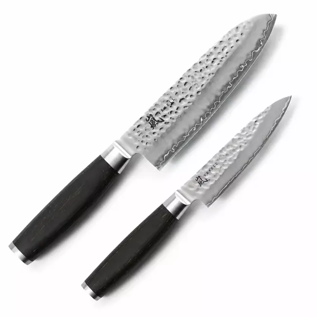 Yaxell Taishi – 2-delige Messenset – Santokumes 16,5 cm & Universeelmes 12 cm – VG-10 – Gehamerd Lemmet – Japanse Perfectie