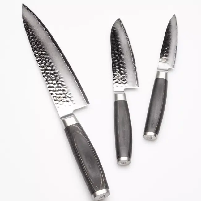 Yaxell Taishi – 3-delige Messenset – Koksmes 20 cm, Santoku 12,5 cm & Schilmes 10 cm – VG-10 – Tsuchime Afwerking