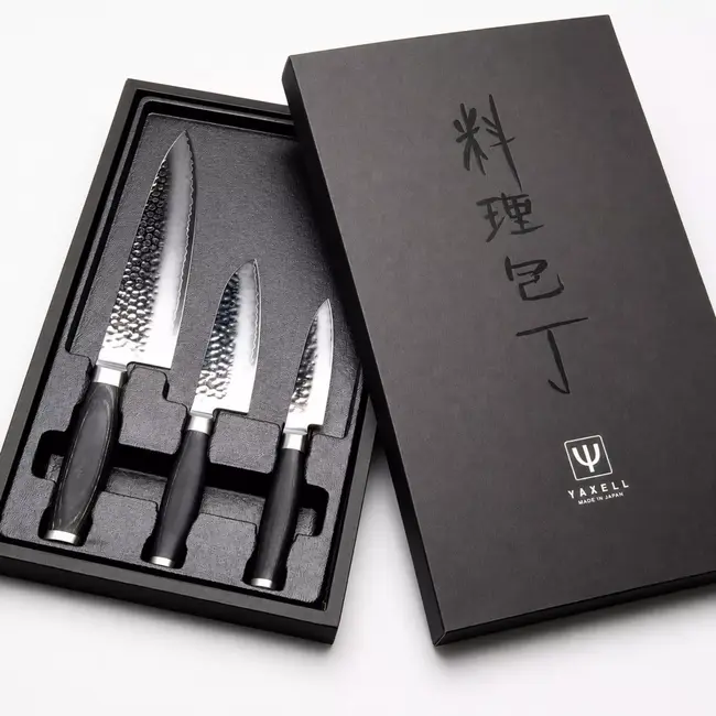 Yaxell Taishi – 3-delige Messenset – Koksmes 20 cm, Santoku 12,5 cm & Schilmes 10 cm – VG-10 – Tsuchime Afwerking