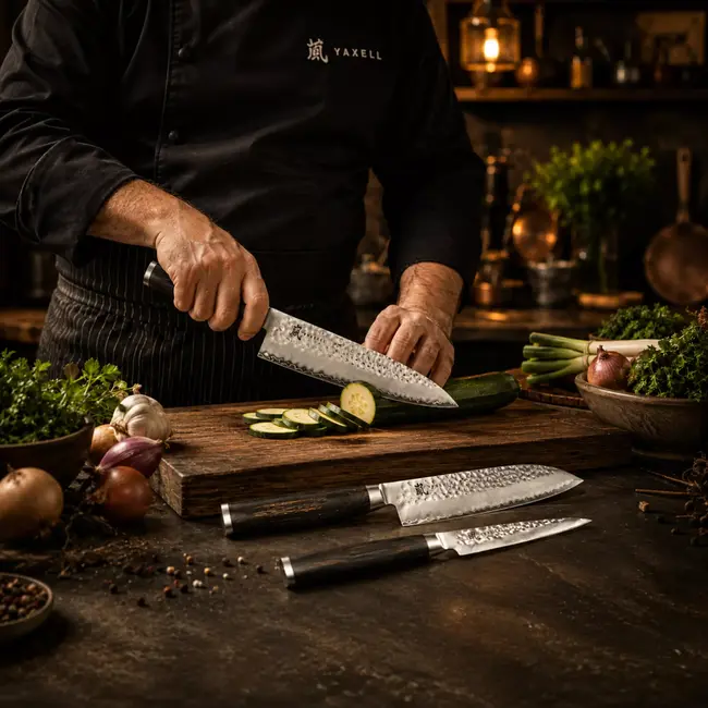 Yaxell Taishi – 3-delige Messenset – Koksmes 20 cm, Santoku 12,5 cm & Schilmes 10 cm – VG-10 – Tsuchime Afwerking