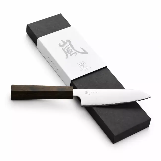 Yaxell Hana Santokumes 12,5 cm – 3 Lagen Damaststaal – Movax Staal – Pakka Wood Heft