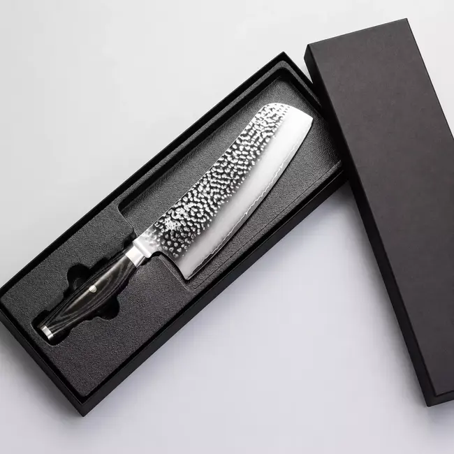 Yaxell Ketu Konata Santokumes / Koksmes 21,5 cm – SG2 Stalen Kern – Tsuchime Finish – Pakkahout Handvat