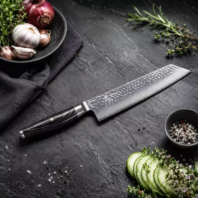 Yaxell Ketu Kiritsuke 20 cm – SG2 Stalen Kern – Tsuchime Finish – Pakkahout Handvat