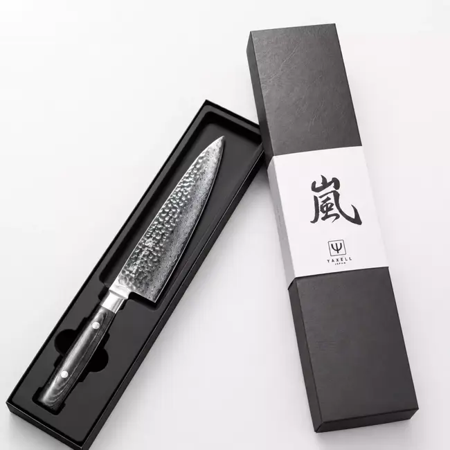 Yaxell Zen Koksmes 20 cm – 37 Lagen Damaststaal – Canvas-Micarta Heft