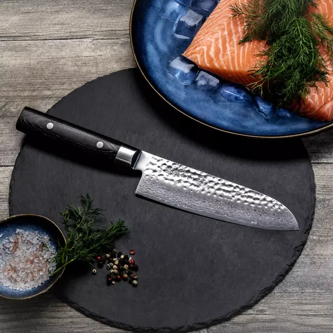 Yaxell Zen Santoku Koksmes 12,5 cm – 37 Lagen Damaststaal – Canvas-Micarta Heft