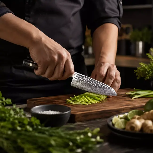 Yaxell Zen Santoku Koksmes 12,5 cm – 37 Lagen Damaststaal – Canvas-Micarta Heft