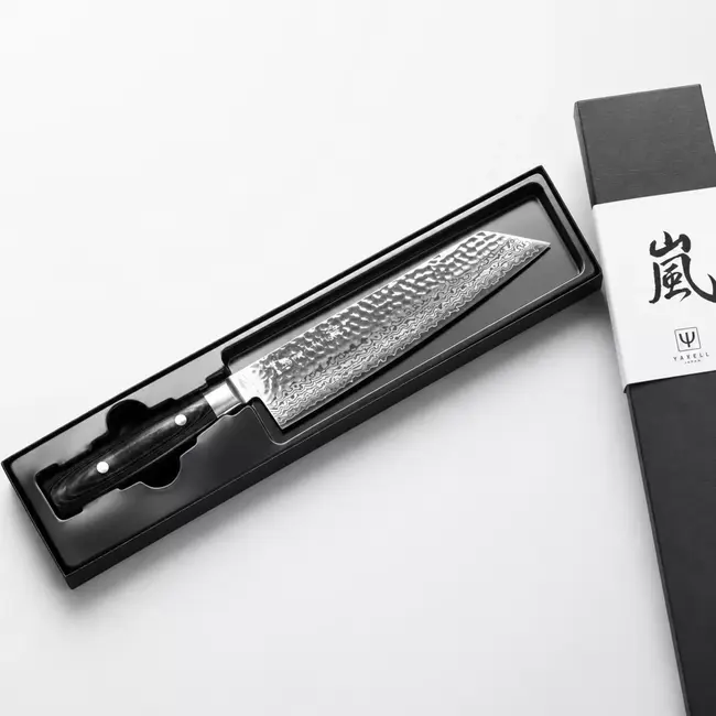 Yaxell Zen Kiritsuke Koksmes 20 cm – 37 Lagen Damaststaal – Canvas-Micarta Heft