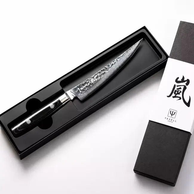 Yaxell Zen Uitbeenmes Gebogen 15 cm – 37 Lagen Damaststaal – Canvas-Micarta Heft