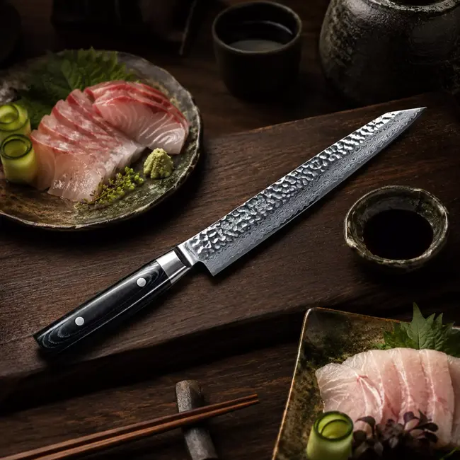 Yaxell Zen Fileermes / Sushimes 23 cm – 37 Lagen Damaststaal – Canvas-Micarta Heft