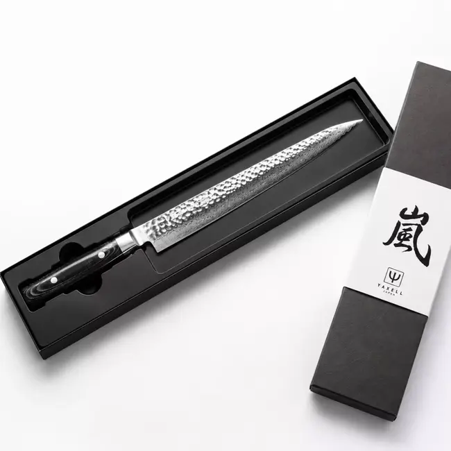 Yaxell Zen Fileermes / Sushimes 23 cm – 37 Lagen Damaststaal – Canvas-Micarta Heft
